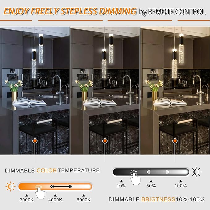 Led Pendant Light,Crystal Modern Kitchen Island Light Fixture,Adjustable Pendant Lighting for Kitchen Island,Black Gold Led Chandelier for Dining Room,Bedroom,Mini Pendant Spot Lights (2-Light)