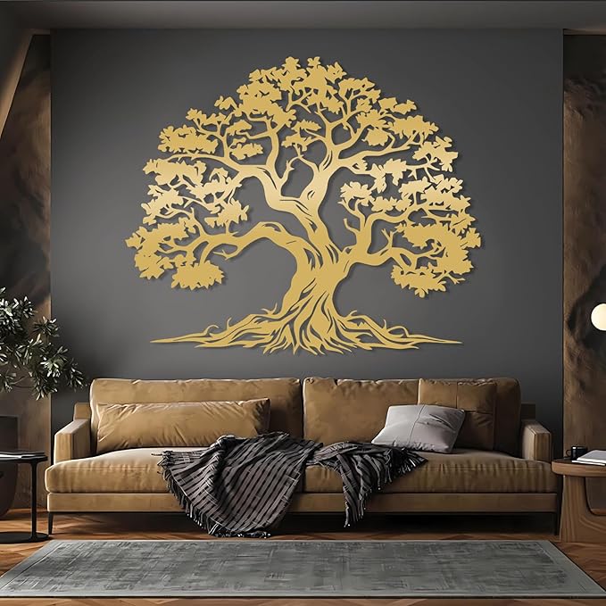 LARNT Tree of Life Metal Wall Art, Tree of Life Decor, Metal Branch Art for Wall, Nature Hanging, Farmhouse Sign, Living Room Wall Decor (Black 1, 24L x 20W)