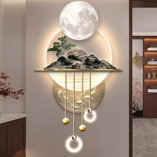 3D Wall Sculptures Painting Hanging Plug-in Power Supply Home Decor Wall 3D Wall Art Decoration - LED for Living Room, Office Bedroom, Hotel Decor(Stylle C,23.62 * 49.21)