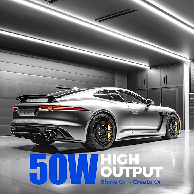 Barrina LED Shop Lights, 5FT, 50W, 6500LM, 5000K, Clear Cover T8 V-Shape Light Fixture, Linkable Shop Lights for Garage, Workshop, Warehouse, Basement, ETL Listed, 6 Packs