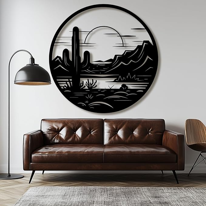 Metal Cactus Wall Decor,Southwestern Wall Art Metal,Metal Desert Wall Art,Metal Cactus Outdoor Decor,Natural Themed Home Decor,Metal Cactus Yard Art (Style 3, 30 L" x 30 W" / 76 x 76 cm)