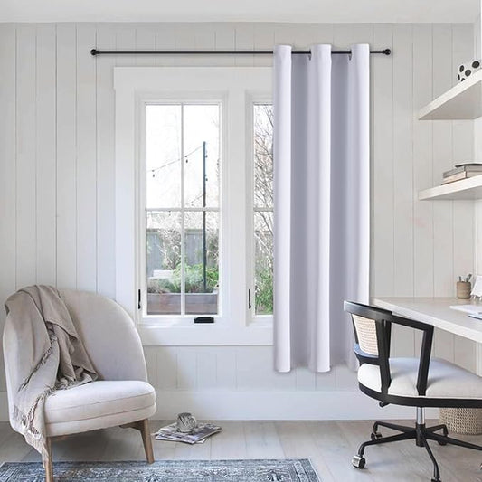 ChrisDowa Small Window Curtains 50 inches Long for Bedroom - Grommet Short Thermal Insulated Room Darkening Curtains for Kitchen (1 Panel, Greyish White, 29 x 50 Inch)