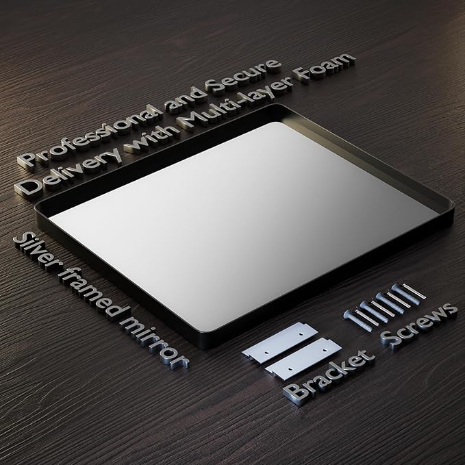 Large Bathroom Mirror for Wall, 72x40 Inch Matte Black Framed Bathroom Vanity Mirror for Farmhouse Living Room Bedroom, Anti-Rust, Tempered Glass, Rounded Corner, Horizontal/Vertical