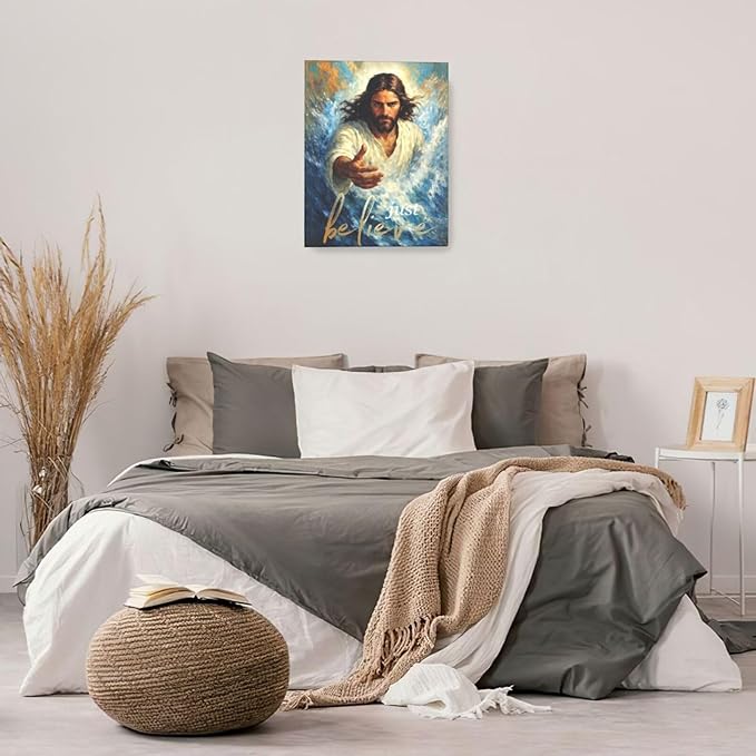 Christ Jesus Wall Art Christian Canvas Wall Decor Religious Bible Pictures Christ Paintings Prints Artwork Framed Divine Mercy Decorations For Church Prayer Room Bathroom Bedroom Living Room Gifts 16" x 20"