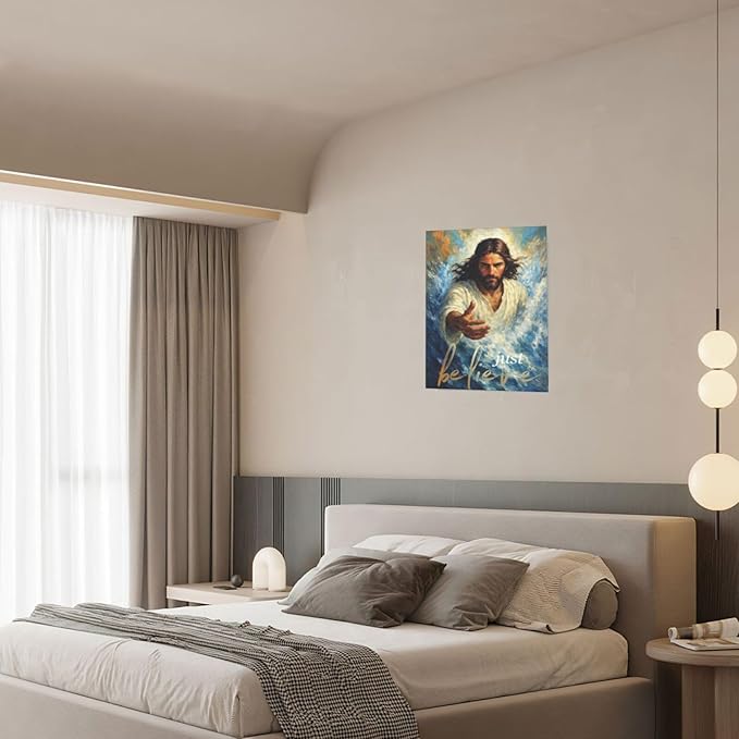Christ Jesus Wall Art Christian Canvas Wall Decor Religious Bible Pictures Christ Paintings Prints Artwork Framed Divine Mercy Decorations For Church Prayer Room Bathroom Bedroom Living Room Gifts 12" x 16"