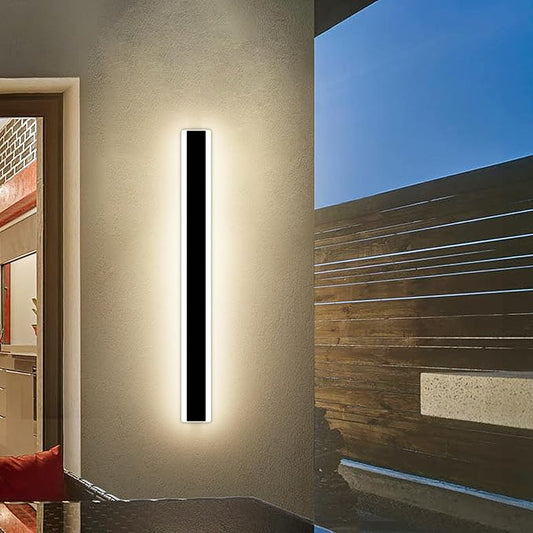 Modern 31.4inch Outdoor Wall Light, 3000K Black Acrylic Exterior Lighting Fixtures Wall Mount, Ip65 Waterproof Modern Porch Lights Outdoor Wall Sconce, Led Long Wall Lights for House Hard-Wired