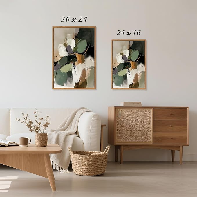 CHDITB Modern Abstract Framed Canvas Wall Art Set, Minimalist Wall Decor, Neutral Pastel Illustration Artwork Vintage Aesthetics Painting, Large 3 Piece Art Prints for Living Room, Bedroom 24"x36"x3