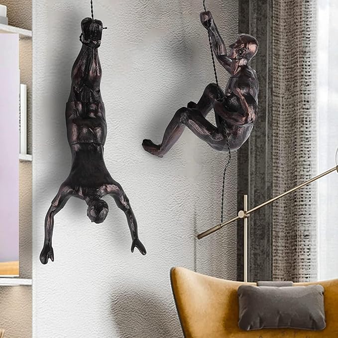 Large Set of 3 Climbing Men Wall Art Decor Sculpture,Nordic Modern Simplicity Decorative Wall Art, Climbing Man Sculptures,Home & Office Climber Gifts