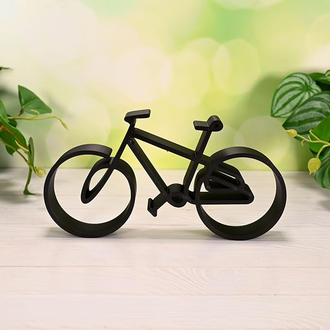 Bicycle & Cyclist Sculpture – Minimalist Decorative Accent for Cycling Enthusiasts & Modern Home Decor | Collectible Design (Family Bike Matte Black)