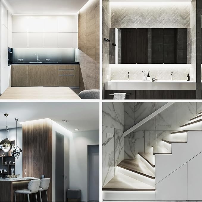 32.8ft COB LED Strip Lights 6000K White Dimmable DC 24V Flexible LED Tape Light for Bedroom, with Remote and app Control LED Light Strip,for DIY Home Decoration（White