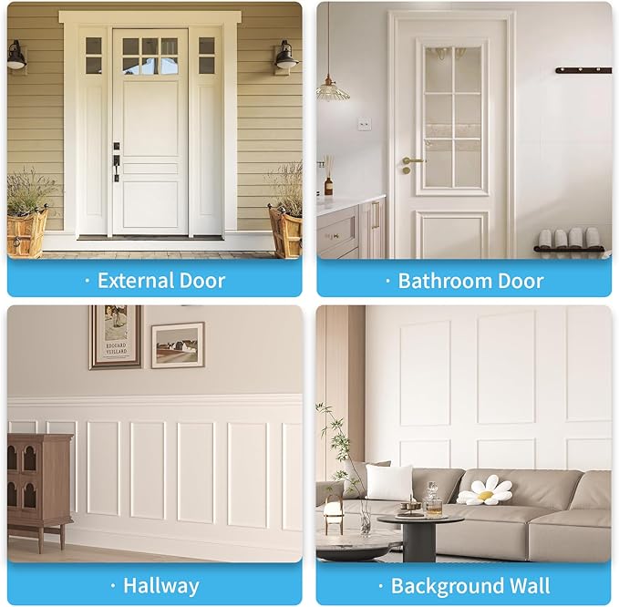 Art3d Premade Peel and Stick Door Moulding Trim Kit, Self-Adhesive Paintable Wainscoting Panels for Frame Decor & Wall Accents, 1 Set-3 Frames