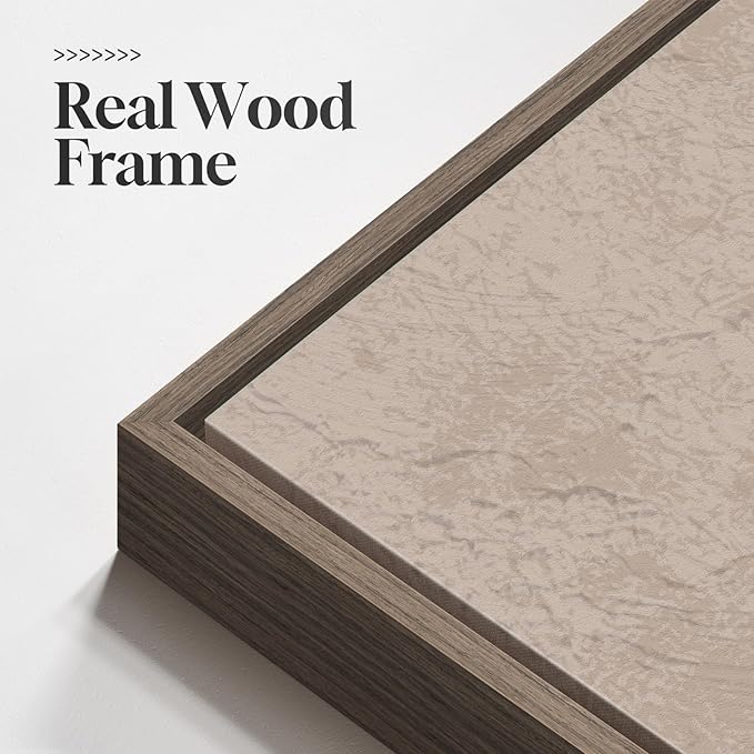 Large Framed Neutral Abstract Wall Art, 3 Piece Rustic Beige and Brown Canvas Prints Paintings Artwork for Walls, Minimalist Stone Pictures for Living Room Hallway Stair Office Wall Decor 20x30 In