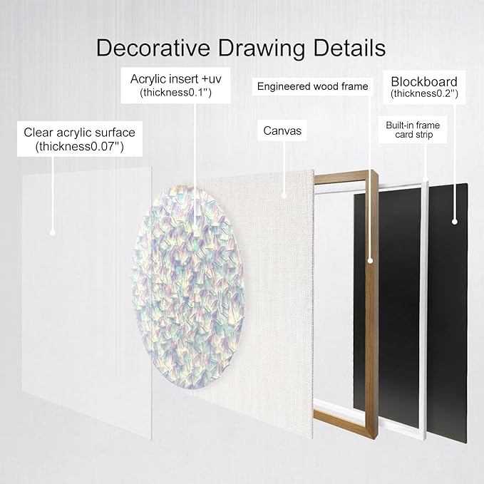 BrightA Rainbow Acrylic Mosaic Wall Art - Multicolor Circular Design with Layered Translucent Panels, Modern Geometric Decor for Living Room and Bedroom in Natural Wood Frame 31.5"x31.5"