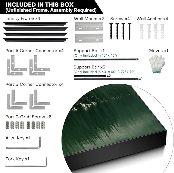 60"x60" XL Framed Wall Art - Misty Forest Landscape Green Pine Trees (Frame Assembly Required)