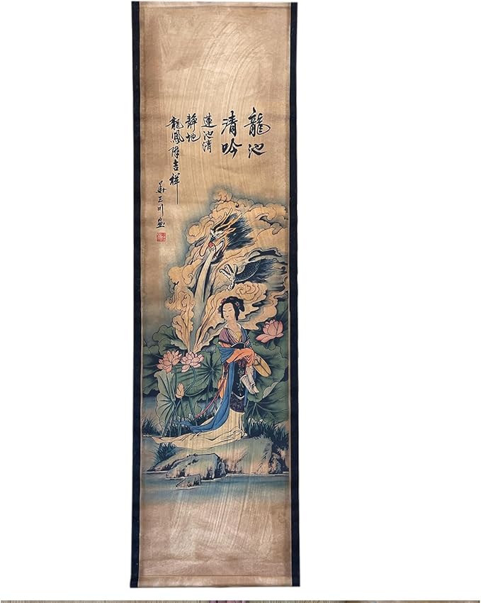 CIFIBIFUN Wall Flying Apsaras Traditional Art Prints Posters Painting Vintage Style,4 Panels Super Large Home Decorative Wall (Super Old Aging Paper, B Japan Painting)