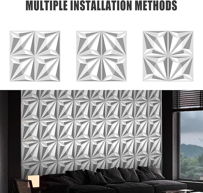 33-Piece 3D Embossed PVC Wall Panel Set – 12x12 Inch Textured Wall Decor – Quick Install, Water-Resistant – Modern Accent Panels for Living Room, Game Room, Bedroom – 33 Sq.Ft. Total Coverage