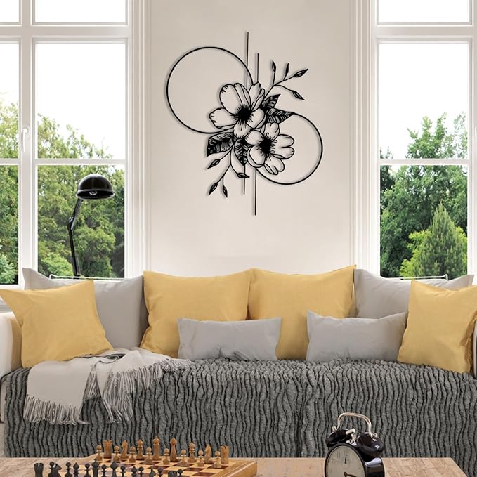 Metal Flowers Wall Decor, Metal Flower Wall Art, Metal Floral Wall Decor, Flower Art Wall Decor, Wall Flowers Wall Decor, Metal Flowers, Wall Hangings for Living Room, Bedroom (Gold, 39x34in|100x85cm)