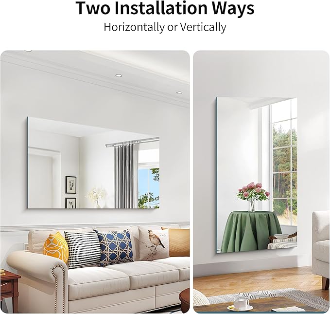 KOCUUY Large Frameless Mirror, 55x30 Inch Rectangle Bathroom Vanity Mirror for Over Sink, Upgraded Shatterproof Unframed Design for Bedroom, Living Room, Entryway