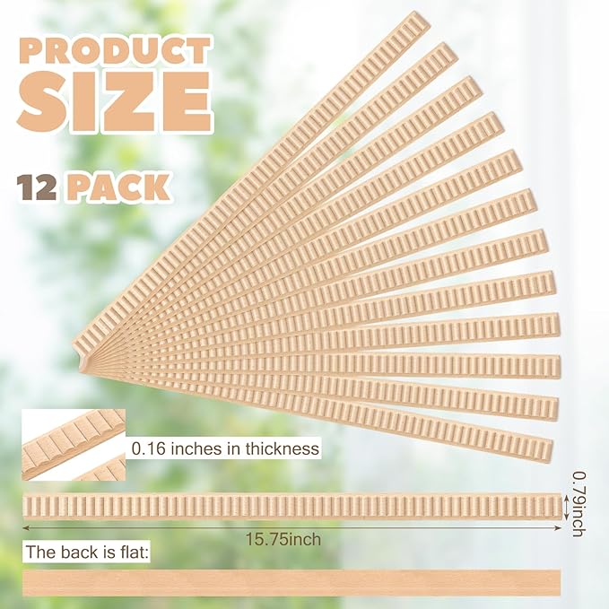 Nuanchu 12 Pcs Unfinished 3D Decorative Wood Trim Molding 15.75inch Decorative Wood Molding Cute DIY Trim for Home Wall Cabinet Shelf Window Door(Wavy,20mm)