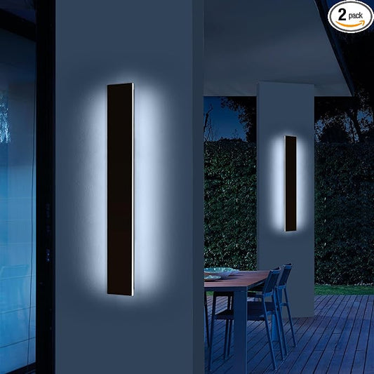 Mikeru Upgraded 2 Pack 47.2" Modern Outdoor Wall Sconce, 4.3" Wide IP65 Waterproof Exterior Light Fixtures Cover US Junction Box, 3000K/4500K/6000K 3-Color Temp LED Porch Lights for Garage, Patio