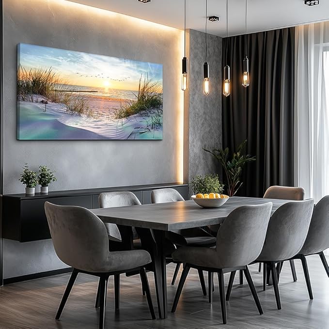 Canvas Wall Art For Living Room Large Size Wall Art Decor For Bedroom Blue Ocean Beach Landscape Paintings Poster Prints Artwork Office Decorations Seascape Wall Pictures Modern Room Home Decor Works