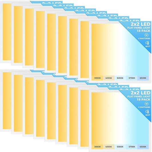AIKVSXER 18 Pack 2x2 LED Flat Panel Light, Flush Mount Ceiling Light Kitchen Lighting Fixtures,Bright 6500LM,0-10V Dimmable,Switchable 3000K/4000K/5000K/5700K/6500K, 30W/35W/40W/45W/50W