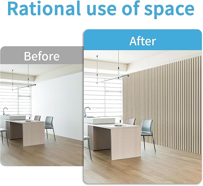 Art3d 4-Pack Glue-On Six-Grid Wainscoting Panel for Interior Wall Decor - 104 x 12 Inch Polystyrene Ultralight Slim Slat Wall Panels for Living Room Bedroom, Oak