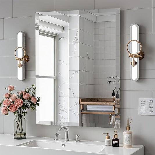 30x36 inch Beveled Bathroom Mirror, Rectangle Frameless Mirror, 1" Polished Beveled Edge, Square Mirror for Bathroom, Living Room, Bedroom