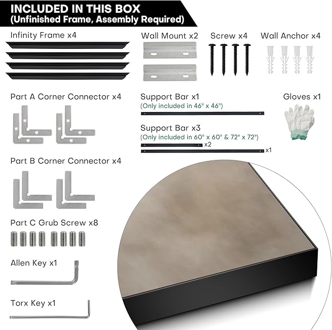 72"x72" XL Framed Wall Art - Beige and Taupe Marble Effect (Frame Assembly Required)