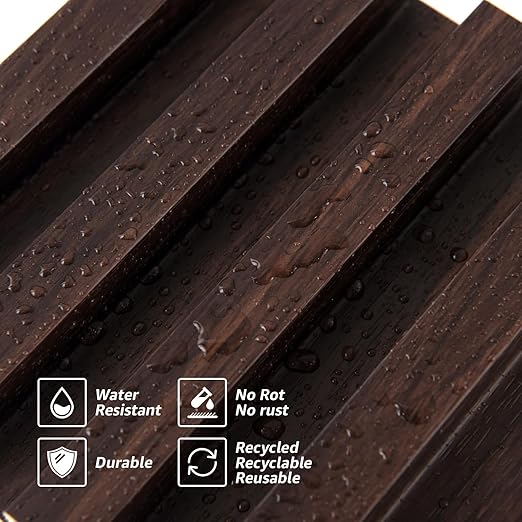 Art3d Slat Wall Panel for Modern Decor, WPC Acoustic Diffuser Panel, 8-Pack 96 x 6in. Black Walnut