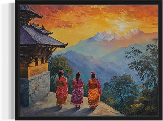 Nepal Art Print Poster, Asia Oriental Countries Culture Wall Art Asian Paintings for Bedroom Bathroom Living Room Decor 97 (Nepal, 24 x 36 inches, Unframed)