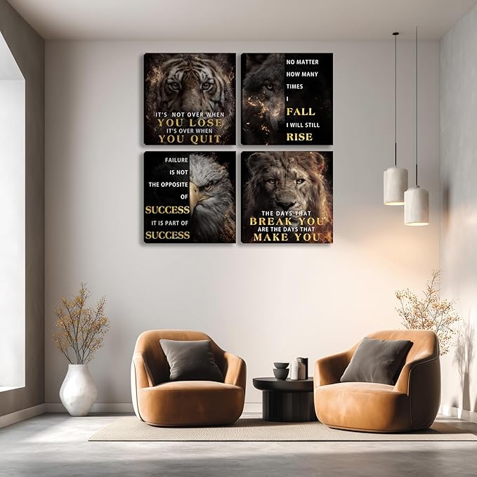 Motivational Wall Decor for Living Room Inspirational Wall Art for Office Workplace Canvas Wall Art Painting Poster Prints Artwork 16"x16"x4