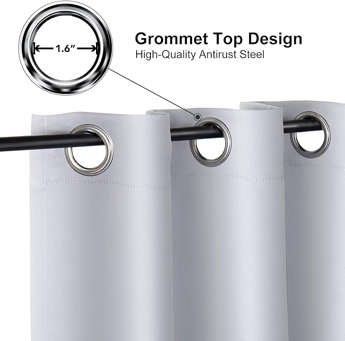 ChrisDowa Grommet Blackout Curtains for Bedroom - Thermal Insulated Room Darkening Curtains for Living Room (1 Panel Set, Greyish White, 42W x 84L)