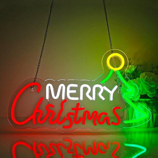 Merry Christmas Neon Sign for Wall Decor Led Neon Lights Christmas Light Up Signs for Birthday Party Club Gift