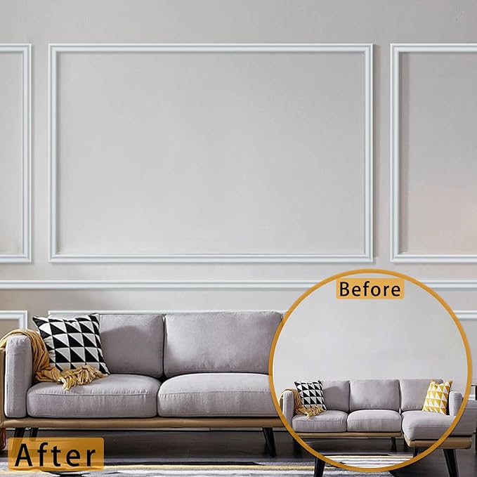 240"L x 1.6"W Peel and Stick Chair Rail Panel Molding, Pre-Primed Trim for Home Decoration & Wall Protection