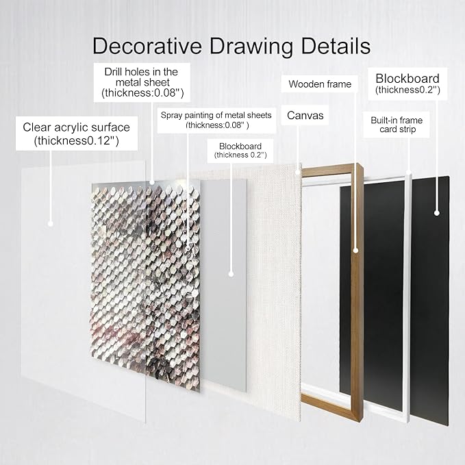 LIUZEYUE - Art Gallery - Handmade Original Wall Artworks - Solid Wood Frame, Metal Wall Decoration Painting 59"x59"