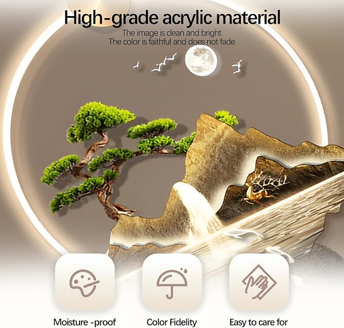 23.64x53.54IN 3D Wall Sculptures Hanging with Led Light Modern Art Deco Lighting Wall Art Decorations Lamp Wall Art Decor with Metal Ball Pendant for Friends(Yellow 1)