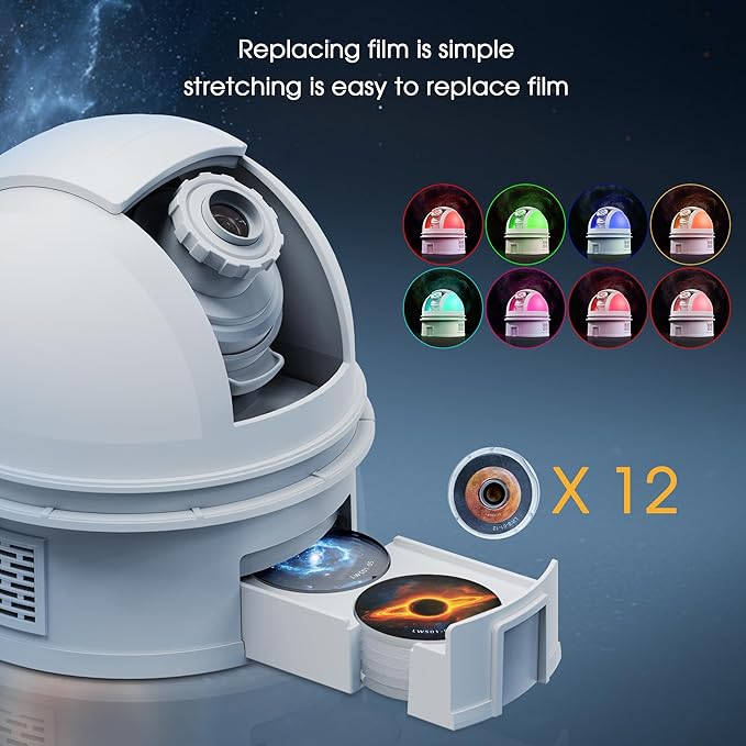 L LOHAS LED Galaxy Projector Night Light, 12 in 1 Star Projector Night Light with Storage Case, Solar System Constellation Moon, LED Space Galaxy Lamp with Timer, for Kids Adults Bedroom Theater