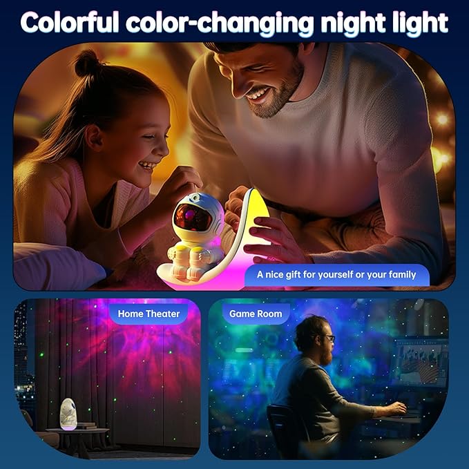 Moon lamp Star Projector Galaxy Night Light,Astronaut Starry Nebula Ceiling LED Lamp with Timer and Remote, Gift for Kids Adults for Bedroom, Christmas, Birthdays