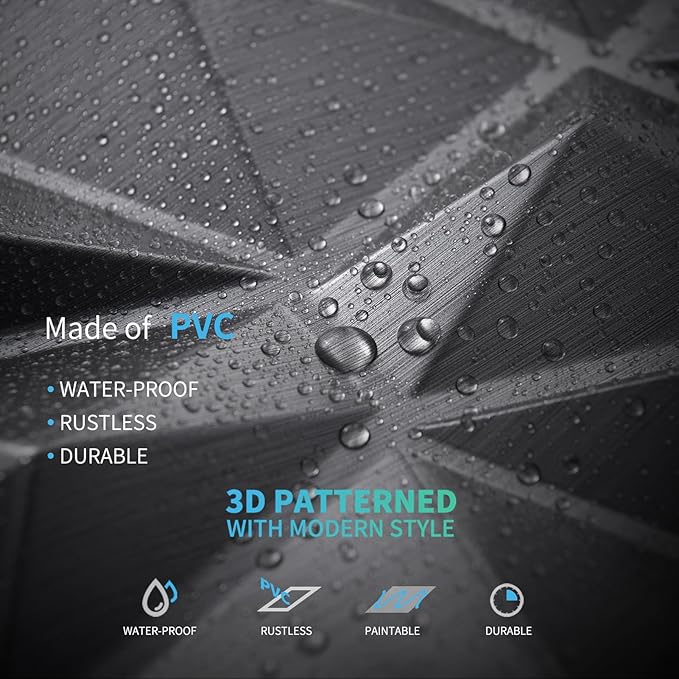 Art3d 3D Diamond Design Paneling for Interior Decor, Living Room, TV Wall Background, Bedroom, Gaming Setup, 11.8" x 11.8", Silver, 33 Pack