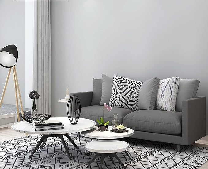 17.51in x118in Grey Wallpaper Peel and Stick Removable Self Adhesive Grey Contact Paper for Cabinets Bedroom Bathroom Wall Covering Matte Textured Waterproof DIY Decorative