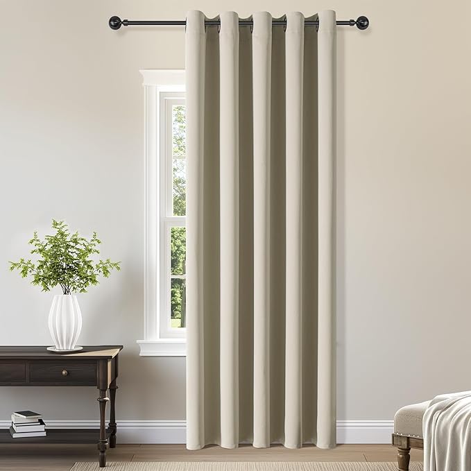 ChrisDowa Blackout Curtains 70 inches Wide for Bedroom - Extra Wide Grommet Thermal Insulated Room Darkening Curtains for Living Room (1 Panel, Beige, 70 x 84 Inch)