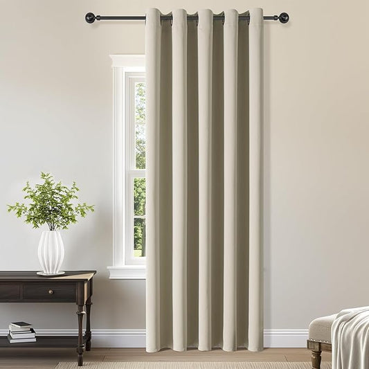 ChrisDowa Blackout Curtains 70 inches Wide for Bedroom - Extra Wide Grommet Thermal Insulated Room Darkening Curtains for Living Room (1 Panel, Beige, 70 x 84 Inch)