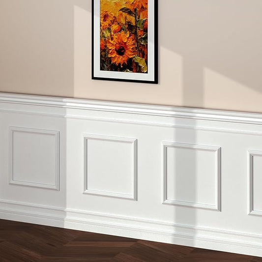NeatiEase 4 Set Peel and Stick Wall Molding Trim Kit, 24" x24" Premade Wainscoting Panels, Self Adhesive Moulding Panel for Interior Walls Picture Frame