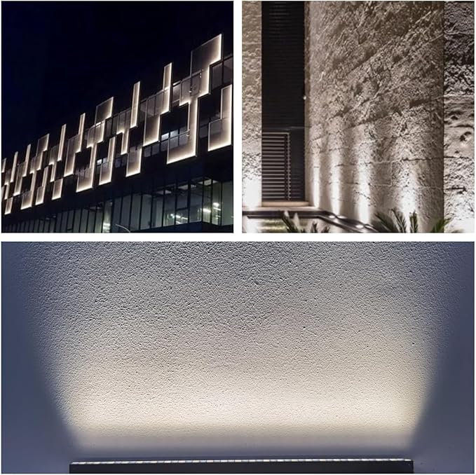 2-Pack 72W LED Wall Wash Lights 5000K Daylight White, 120V IP67 Waterproof Wall Wash Light Outdoor Lighting Bar for Building, Landscape, Commercial – 3.2FT, Black