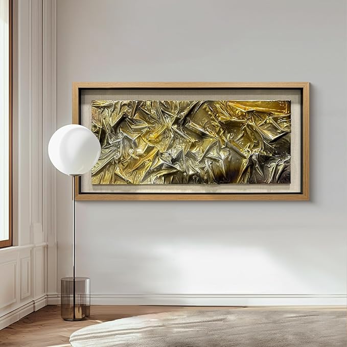 BrightA Liquid gold texture leather 3D wall art with double-sided hanging gold and silver texture reliefs, suitable for enterprise walls (horizontal/vertical) 31.5"x59"