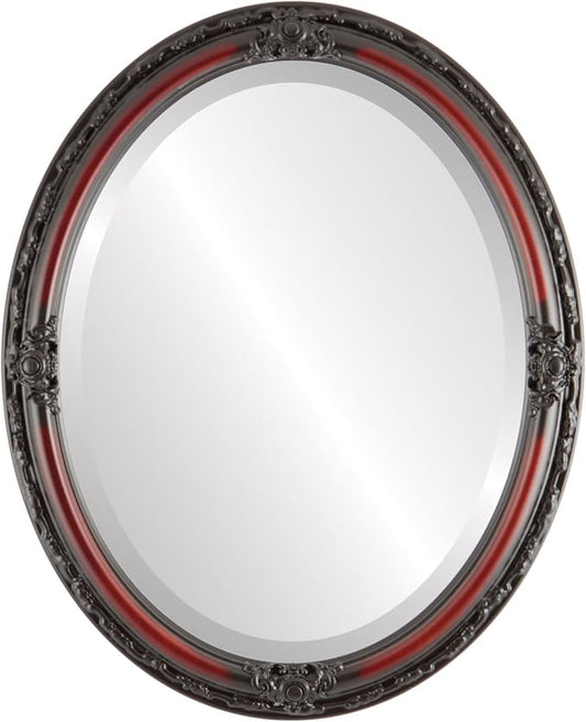 OVALCREST Oval Beveled Wall Mirror for Home Decor - Jefferson Style - Rosewood - 32x42 Outside Dimensions