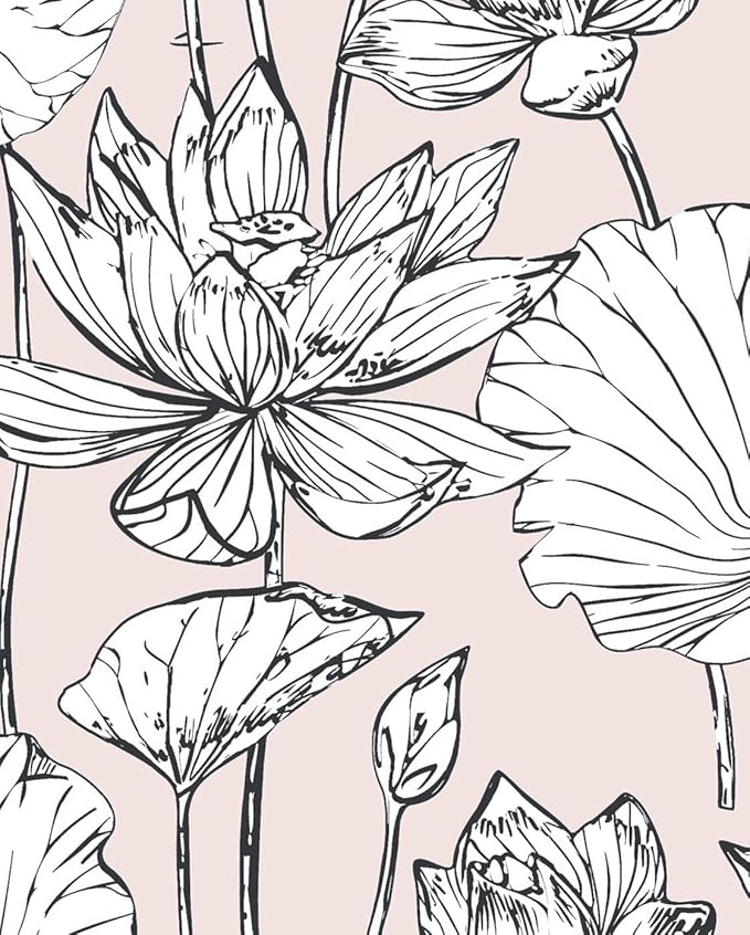 NextWall Lotus Floral Peel and Stick Wallpaper (Pink)