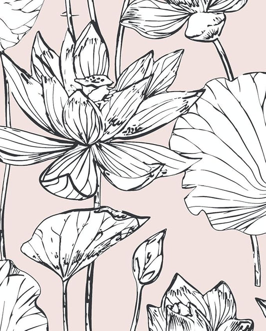 NextWall Lotus Floral Peel and Stick Wallpaper (Pink)