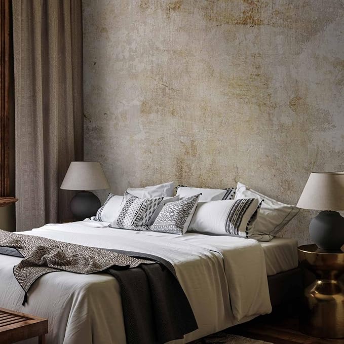 artgeist Wall Mural Faux Cement 193x138 in - Peel and Stick Self-Adhesive Wallpaper Removable Large Sticker Foil Wall Decor Print Picture Image Design Abstract Faux Stone Beige a-A-10109-a-a